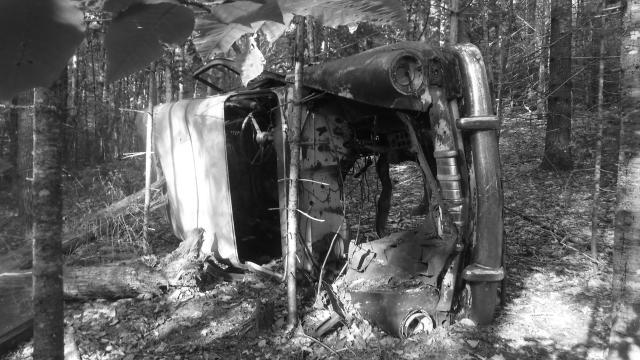Wrecked car near the Appalachian Trail