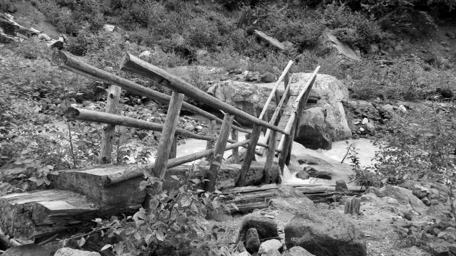 The bridge at Kennedy Creek is broken in half