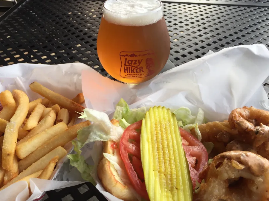 Burger, fries and beer