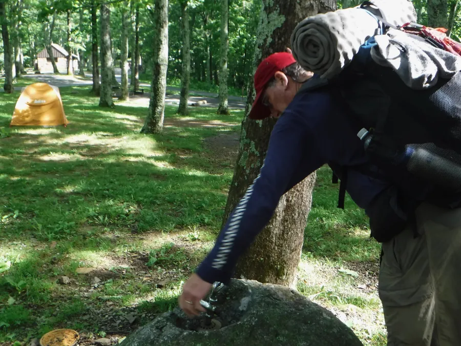 Getting water in Lewis Mountain Campground
