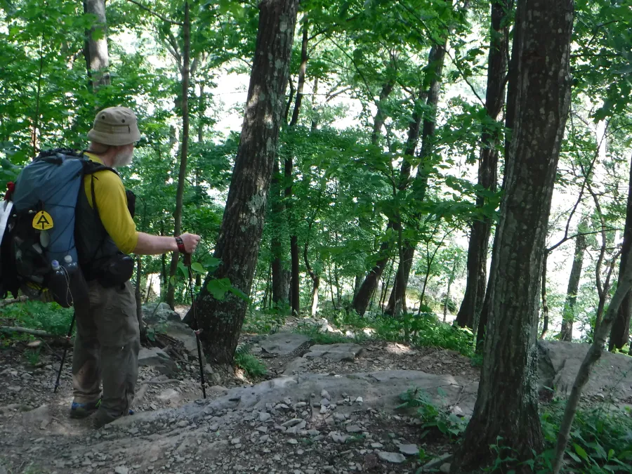 a steep and rocky descent