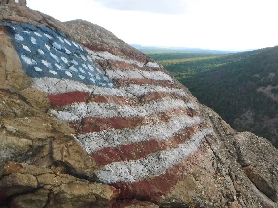 American flag painted on rock