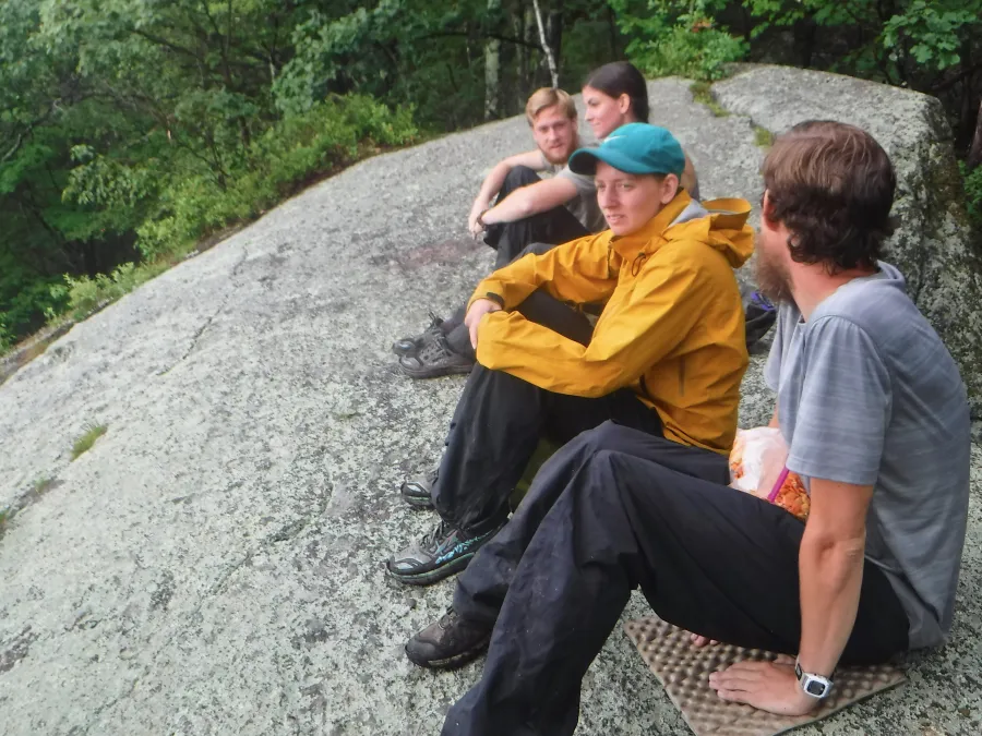 Hikers on a rock
