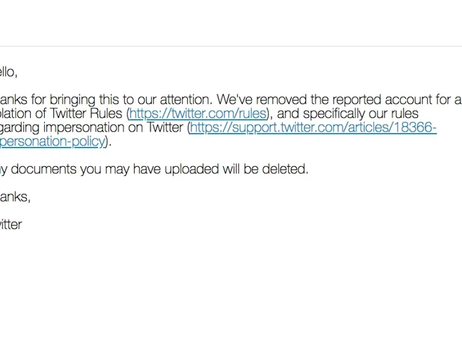 Email message from Twitter