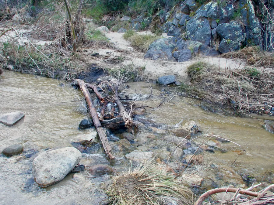 Sketchy crossing on Agua Caliente Creek