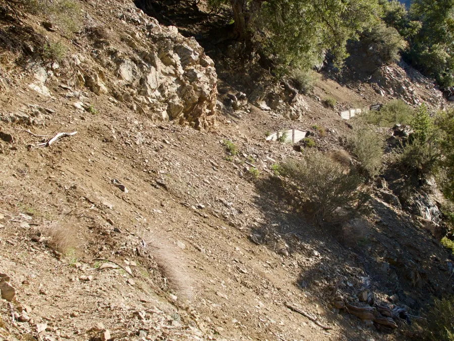 Badly eroded trail
