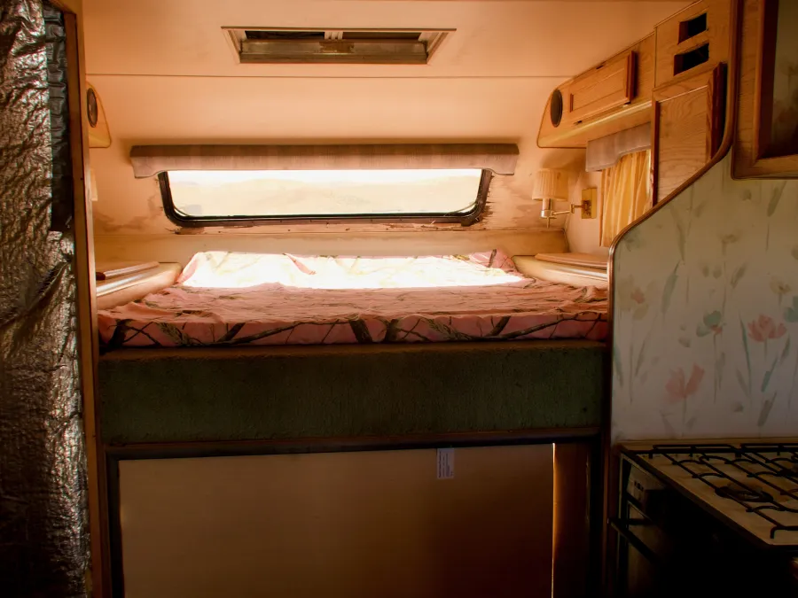 Inside the camper at Hiker Town