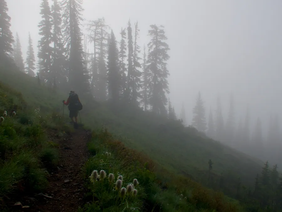Descending in a cloud