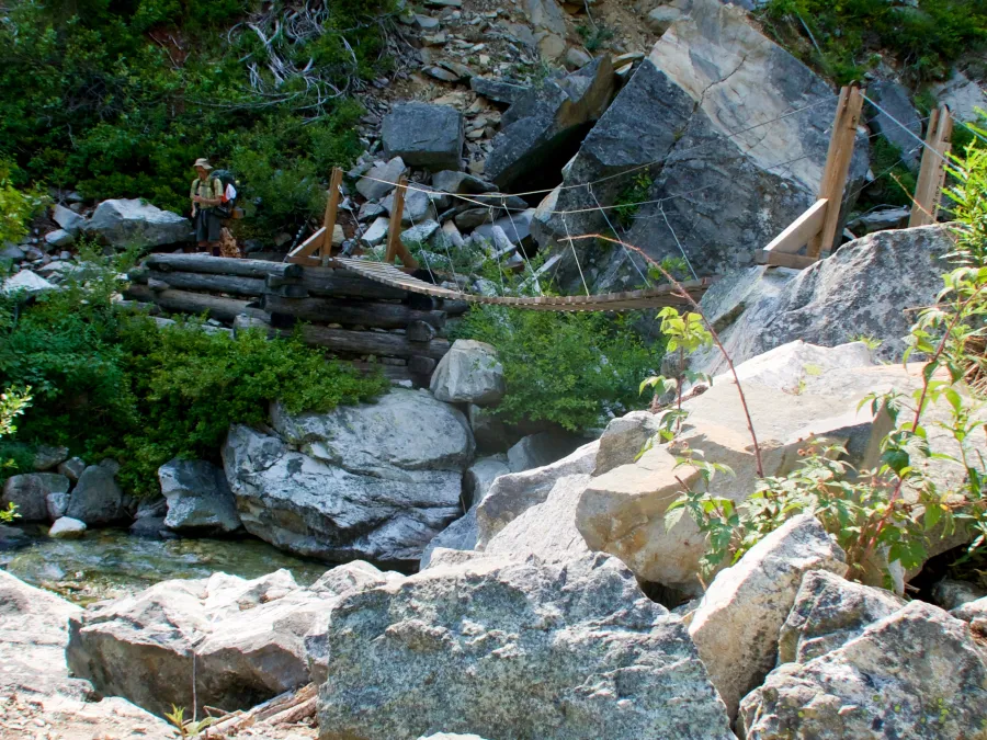 suspension bridge crossing Maple Creek