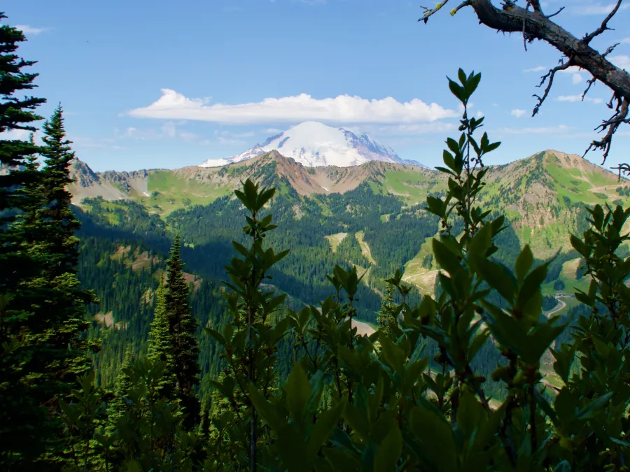 Clouds hanging over Mt. Rainier