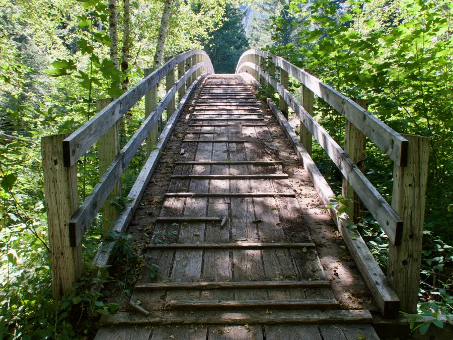 A wooden bridge over Wind River