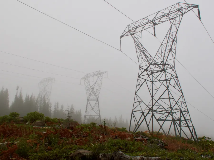 A misty view of power lines