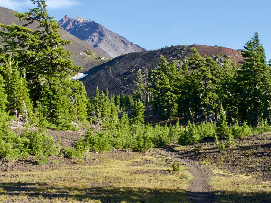 The trail ahead goes up a cinder cone