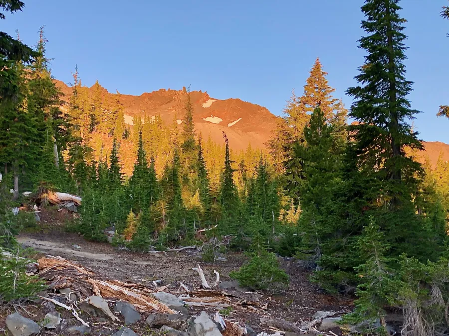 Morning sun on Diamond Peak
