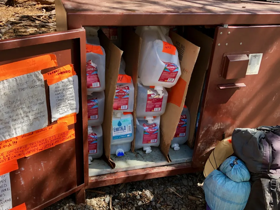 Water cache in Crater Lake National Park