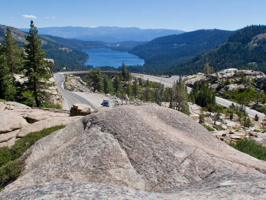 Donner Lake and the road to Donner Pass
