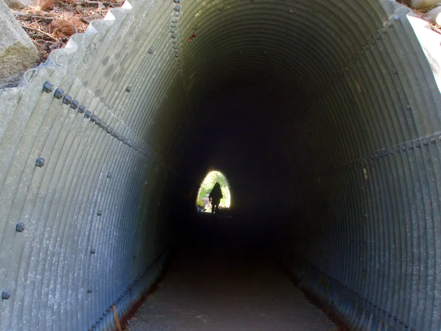 The PCT follows a tunnel under Interstate 80