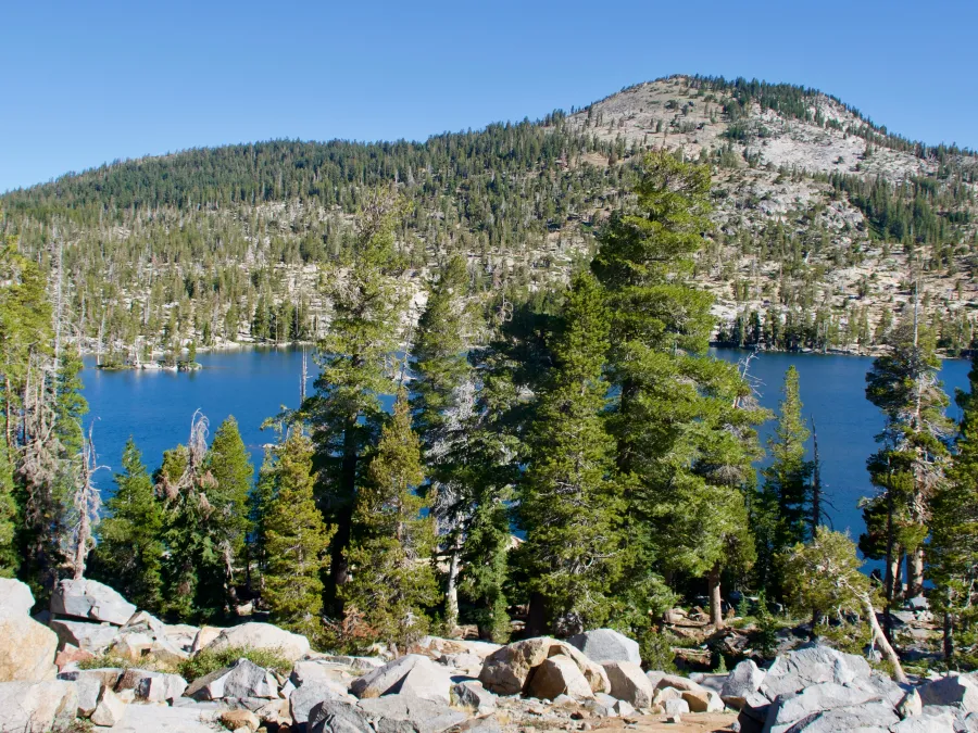 A view of Middle Velma Lake from a ledge