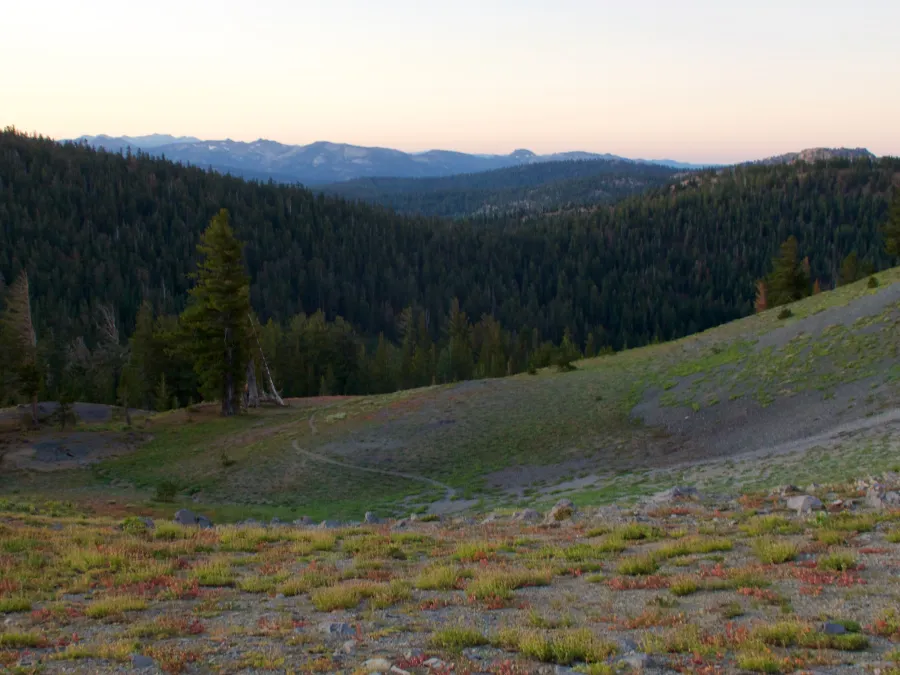 View from a PCT campsite at sunrise