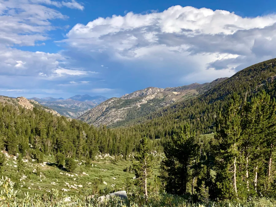Storm clouds over Highland Peak and Silver Peak 