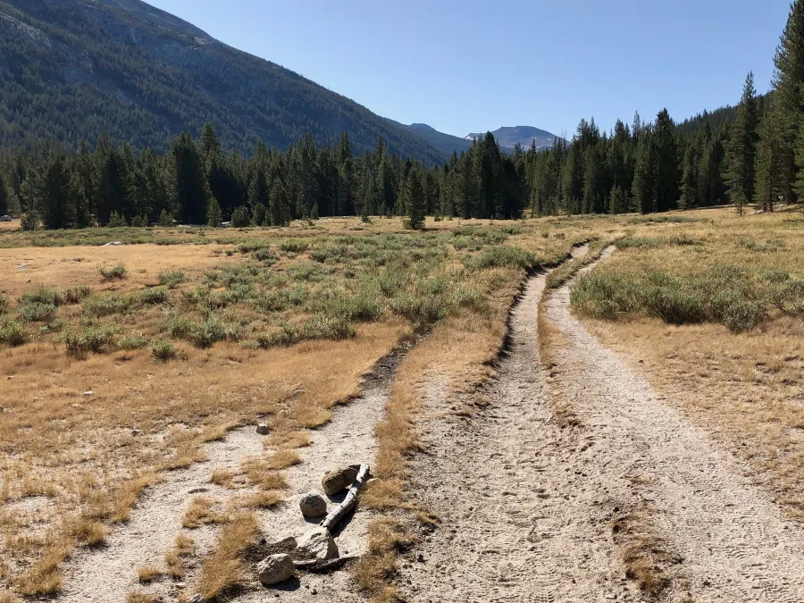 Eroded trail in Lyell Canyon