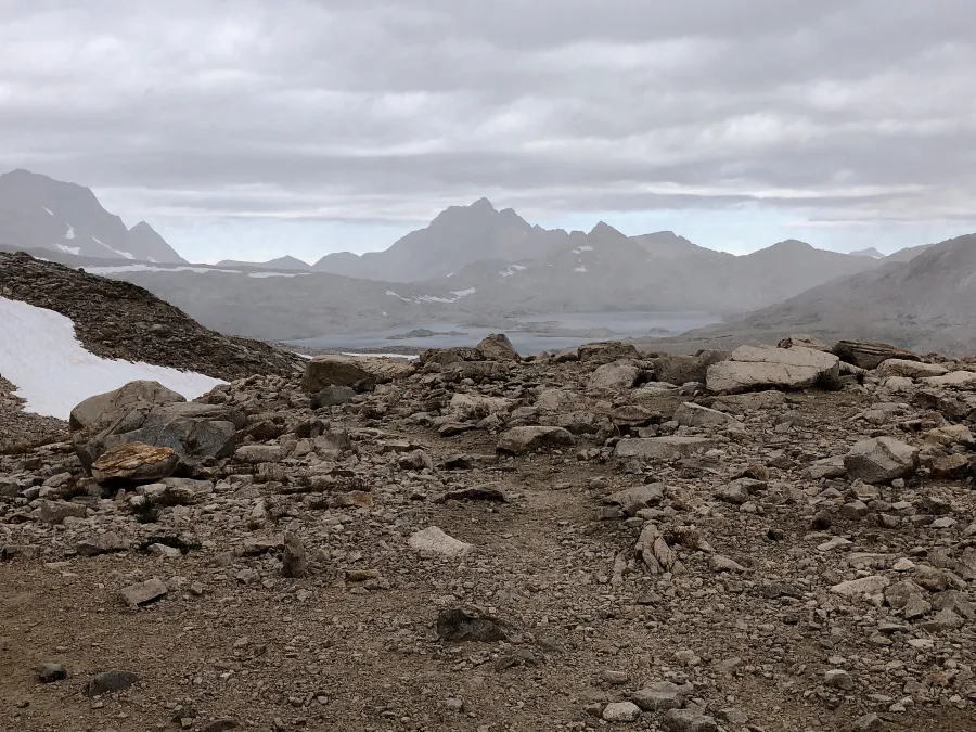 Looking north from Muir Pass with sleet moving in
