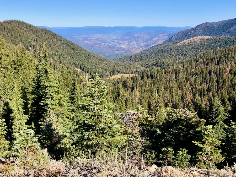 A view of Craggy Peak and a valley beyond