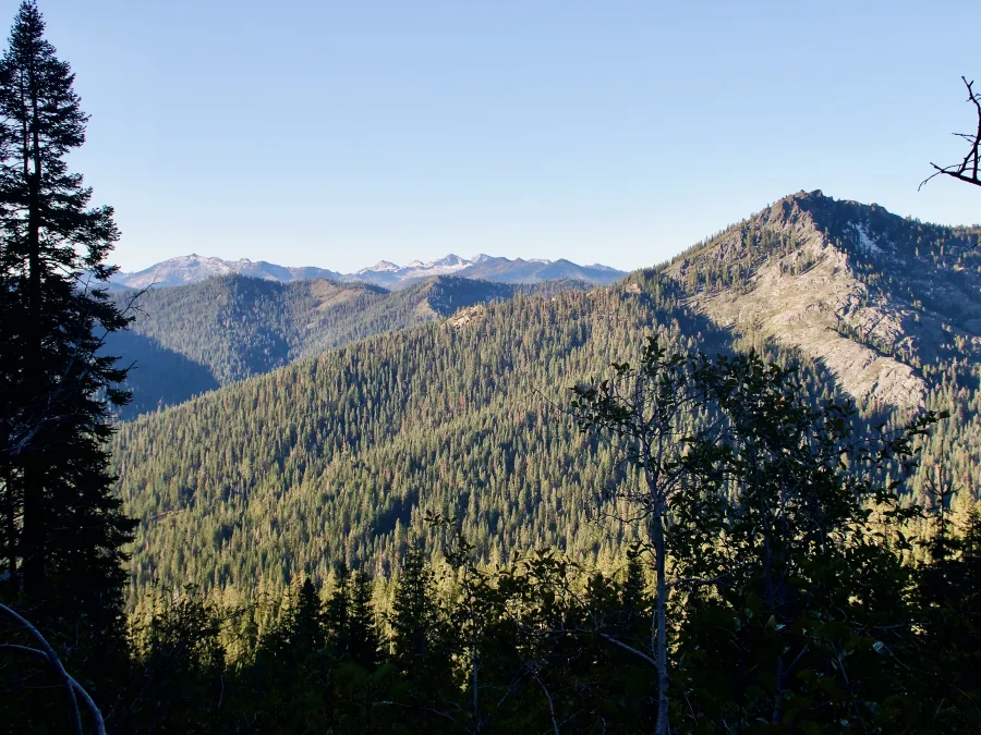 A view of mountains in the morning