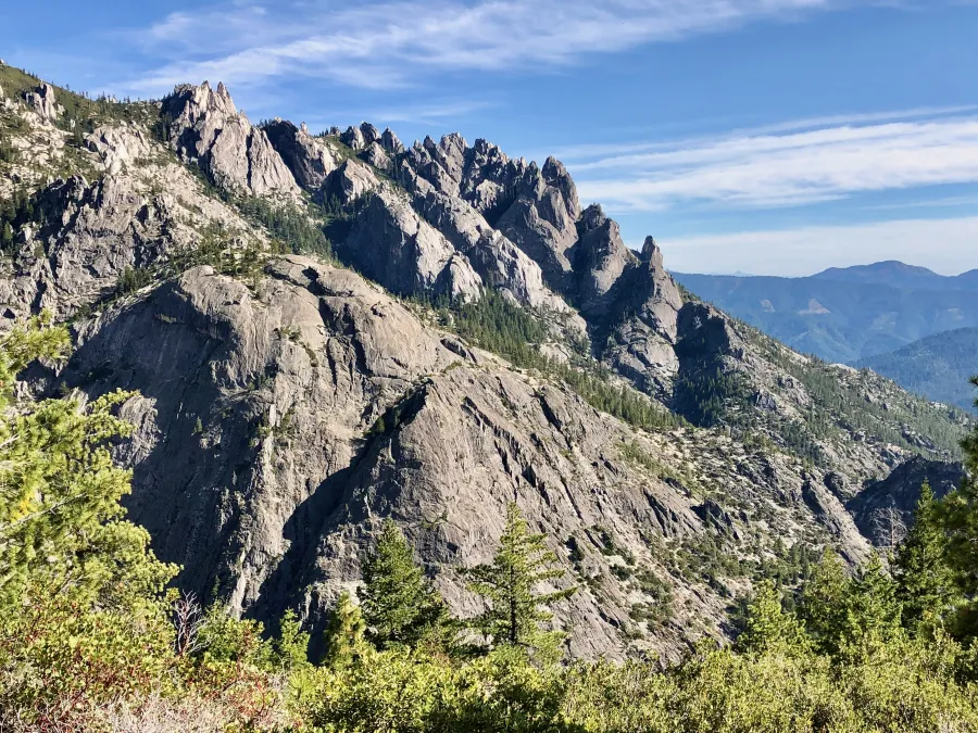 Descending past the base of Castle Crags