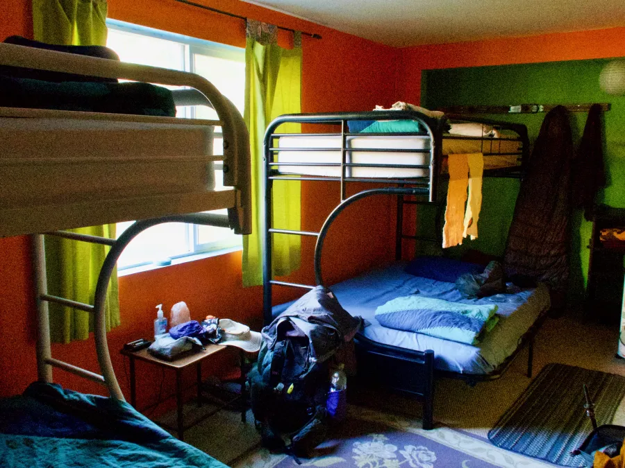 The bunk room in Crossroads Hostel
