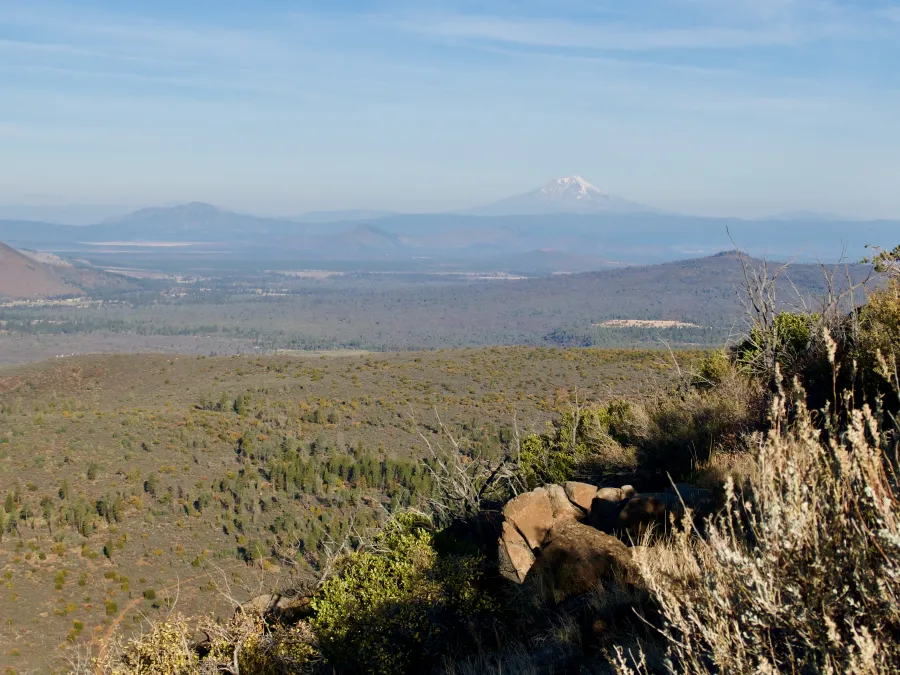 A view of Mt. Shasta through a hazy sky