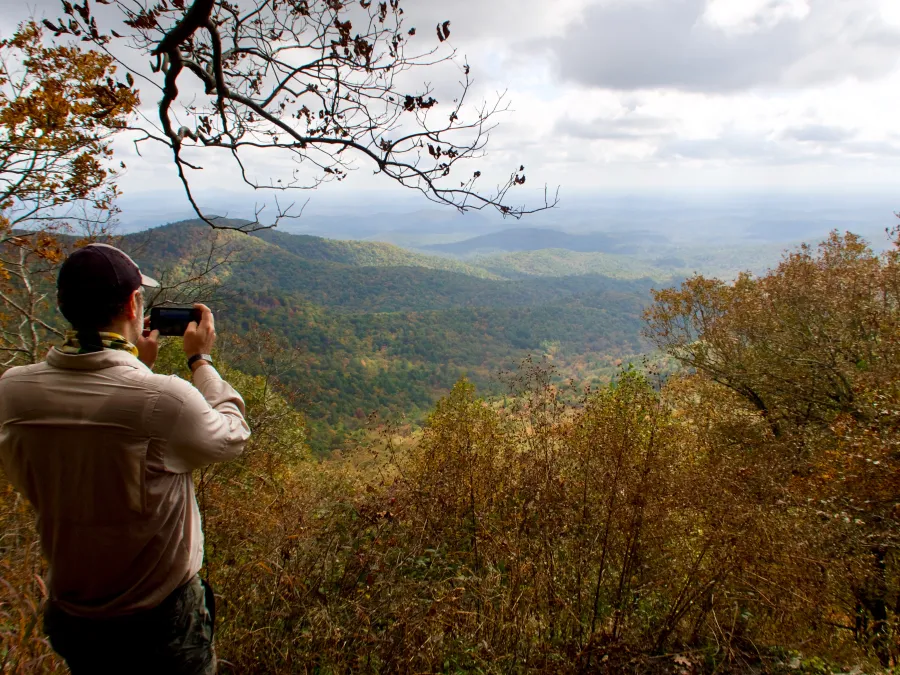 JA takes a photo at Owen's Overlook