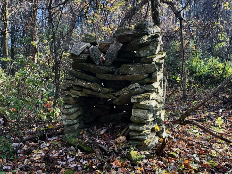 An old stone chimney at Peels Top