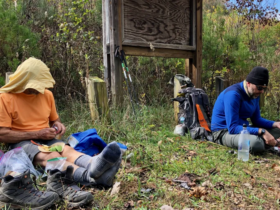 Eating lunch at Unicoi Gap