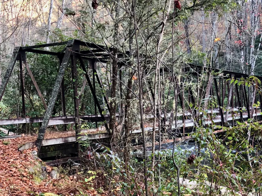 An iron bridge over Eagle Creek