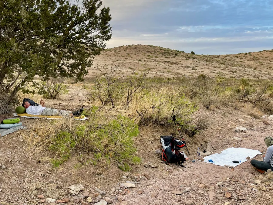 Top O' and Zigzag in camp