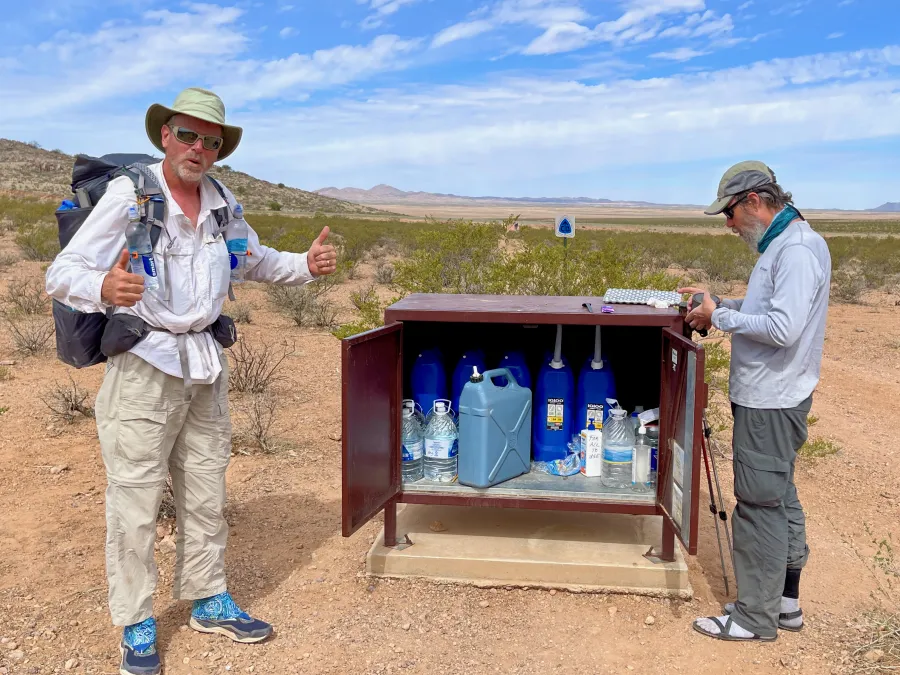 Top O' and Zigzag at a water cache