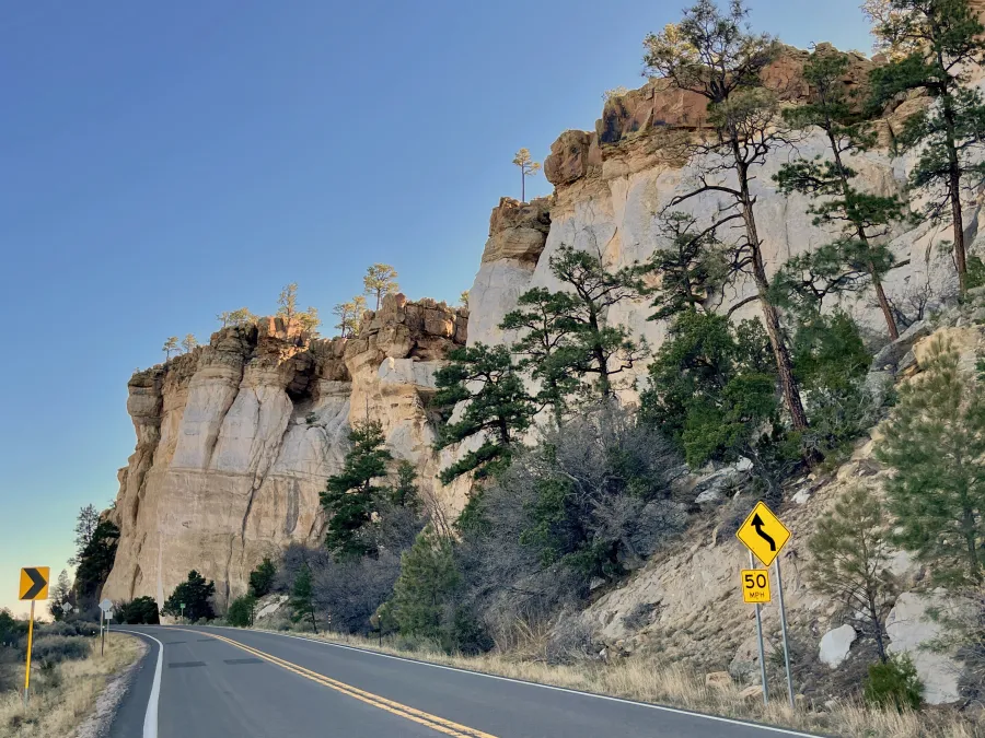 NM 117 enters the Narrows