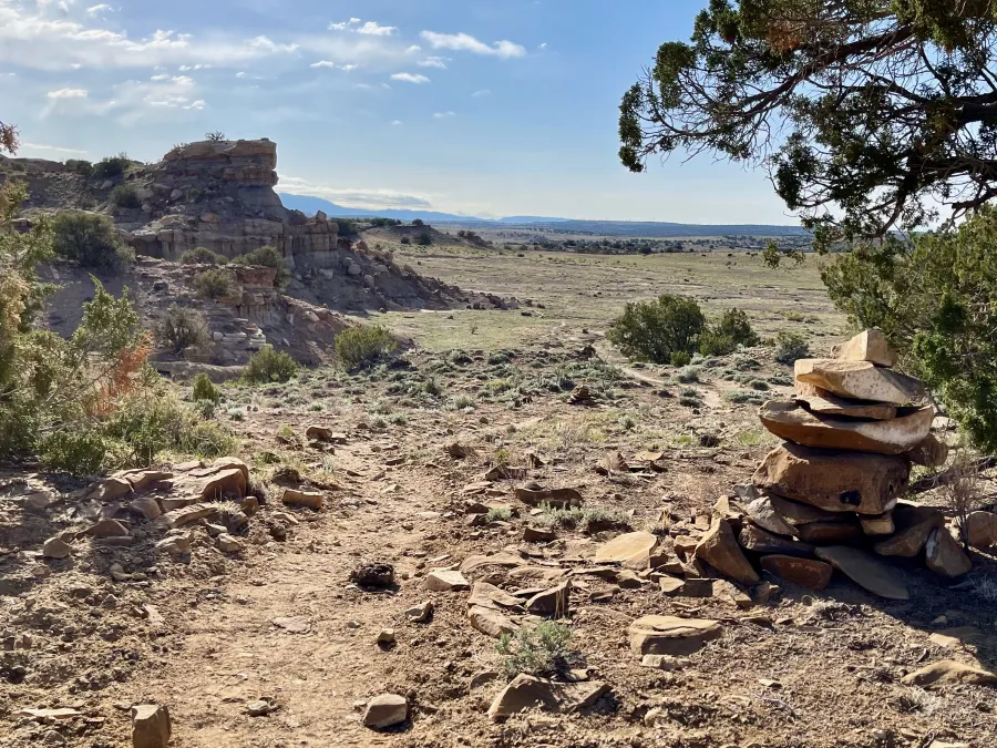 A cairn marks the way