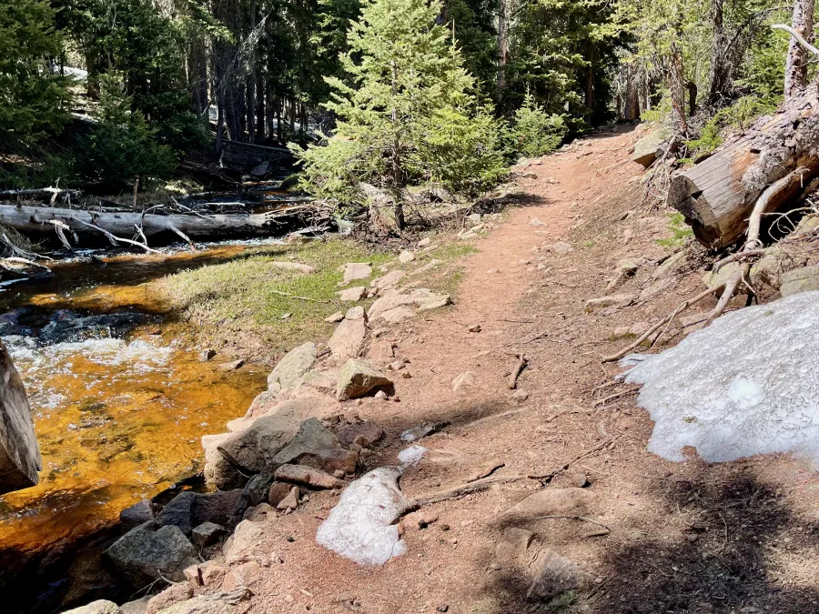 The trail follows Clear Creek 