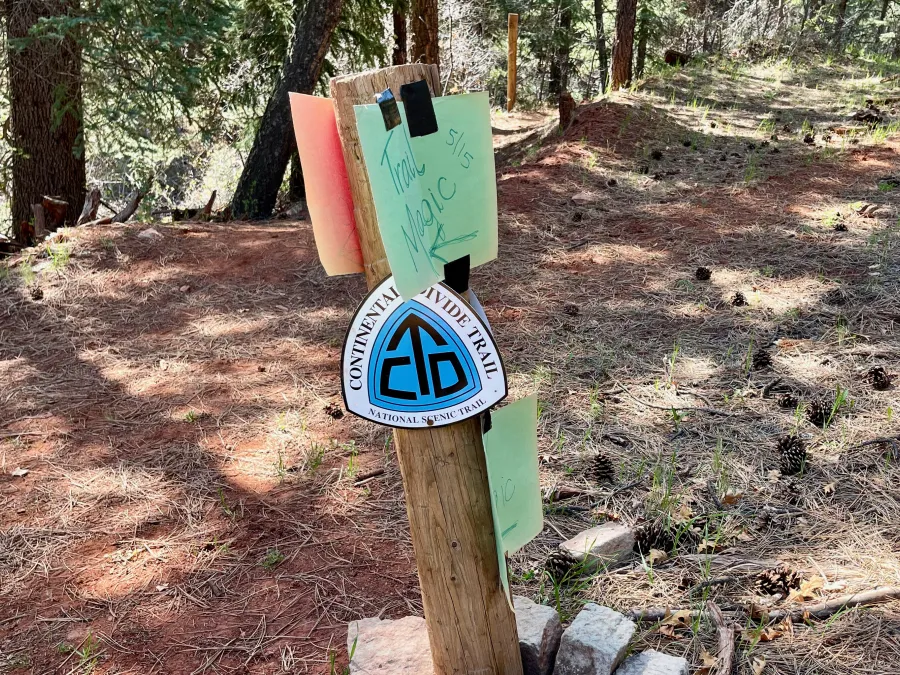 A sign promises trail magic ahead