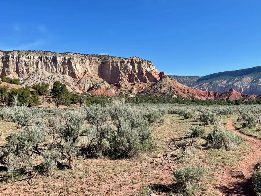 Sandstone bluffs stand ahead