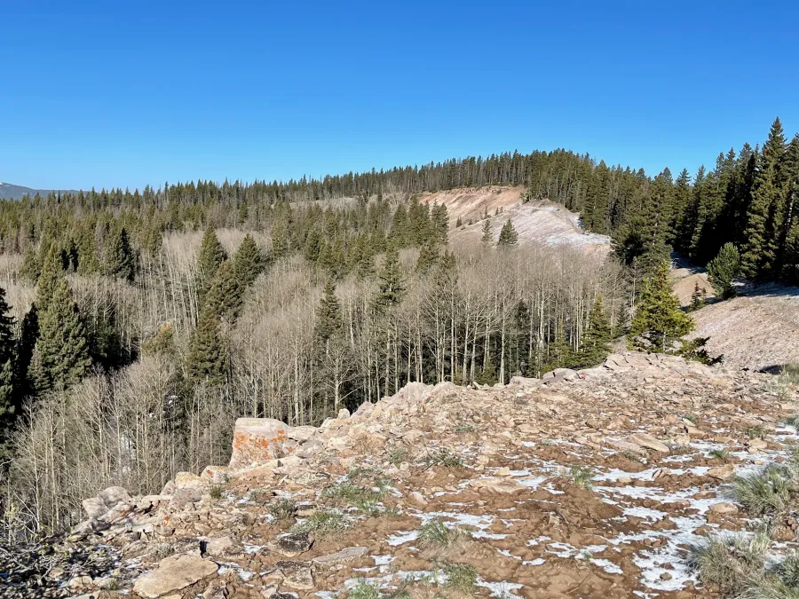 The trail goes across a ridge