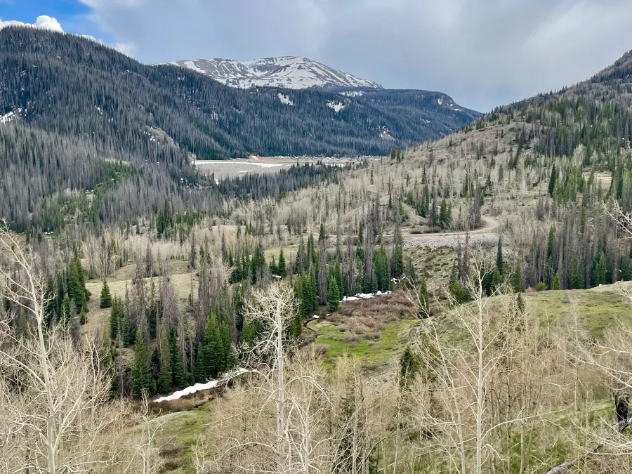 A view of Forest King Mountain and Platoro Reservoir