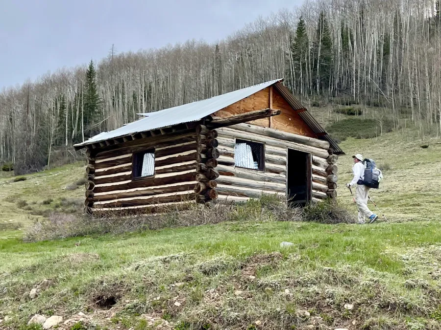 A reconstructed cabin at Stunner Campground
