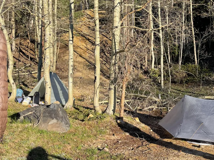 Drying gear in the sun
