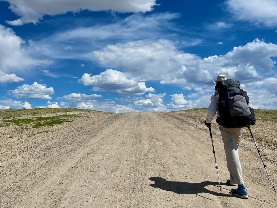 Walking on Bison Basin Road