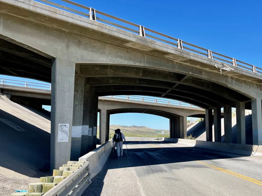Walking under Interstate 80
