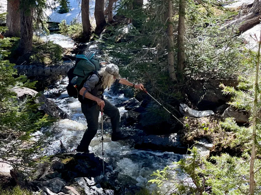 OldTime leaps across the North Fork Encampment River
