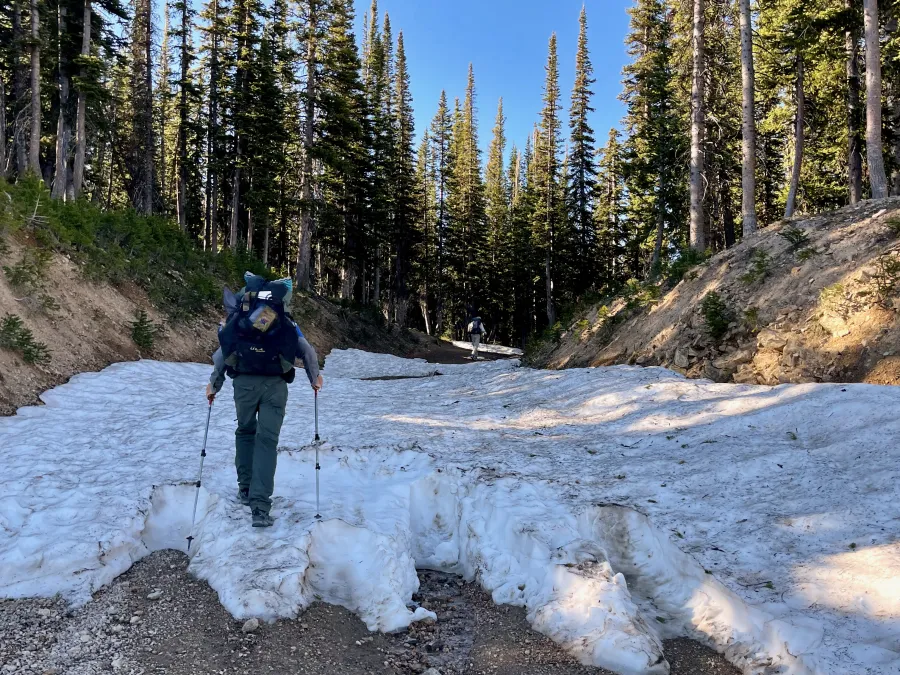 Snow on the climb from Battle Pass